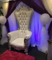 Silver And White Throne Chair